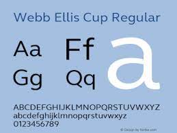 Beispiel einer Webb Ellis Cup 2019-Schriftart